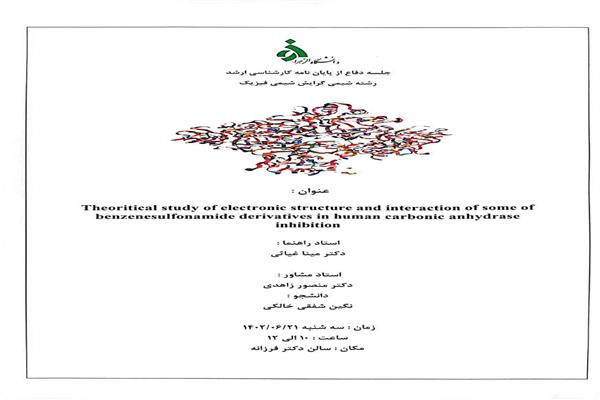 جلسه دفاع از پایان نامه نگین شفقی خالکی دانشجوی مقطع کارشناسی ارشد شیمی فیزیک